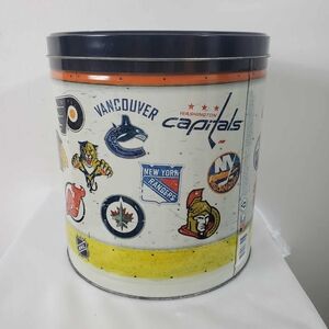 2012 NHL Ice Hockey Team Logos Popcorn Expressions 9 1/2" Tall Round Metal